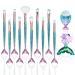 12 Pieces Makeup Brush Set with Mermaid Beauty Hair Clip Women Cosmetic Brush Set Foundation Powder Cream Eyebrow Eyeliner Blush Cosmetic Concealer Brush Children Girls Christmas Make Up