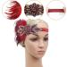 1920s Flapper Feather Headband 20s Sequined Showgirl Headpiece Roaring 20's Theme Set for Women Girls Costume Headwear (Red Feather) - Buy Online on GoSupps.com
