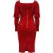 Shop Hanxiulin Women s V-Neck Long-Sleeved Evening Dress - Red Cocktail Dress with Mesh Insert - Plus Size XXL Festive Party Dress - Buy Online on GoSupps.com