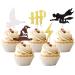 30 PCS Magical Wizard Cupcake Toppers Harry P Inspired Cupcake Picks HP Theme Baby Shower Kids Birthday Party Cake Decoratiosn Supplies Multi
