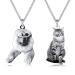 Otxixto personalized photo necklace stainless steel cat dog pet colored/black and white picture round/heart shaped trailer individual gifts for women/men/animal lovers Black & White Animal
