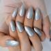 Laser Metallic Silver Wire Texture Artificial Nails - Short Almond Glossy Gel - 24pcs Acrylic Full Cover Kit - International Shipping - Buy Online on GoSupps.com