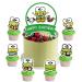 ICNYEKl 25 Big Eyed Frog Cupcake Topper Giant Big Eyed Frog Happy Birthday Cake Topper (Big-eyed frog cupcake topper)