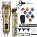 Lanumi Hair Clippers for Men Cordless Cutting T-Blade Trimmer Kit Professional Barber Clipper and Beard Trimmer Set Cordless USB Rechargeable Hair Cutting Kit Gold