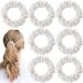 OIIKI Pearl Hair Ties Scrunchies 7pcs White Weave Hair Scrunchies Elastic Pearl Ponytail Holder Hair Bands Ropes Hair Accessories for Women and Girls White-7pcs