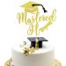 Arthsdite 1Pc Mastered It Cake Topper College Grad Class of 2024 Congratulations MBA Graduation Party Decorations Supplies - Gold Glitter Gold Mastered It Cake Topper