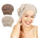 Unaone 2 pieces microfiber hair towel hair dryer towel towel hair turban-fast drying hoppat (bouncy die super suckable hair wrap towels headscarf soft for thick/long hair khaki & brown