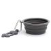 Prima Pets Collapsible Silicone Food & Water Travel Bowl with Clip for Dog and Cat: Small (1.5 Cups) + Bottle Holder, Gray SMALL (1.5 CUPS) + BOTTLE HOLDER GREY