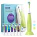 FUMEIKANG Kids Electric Toothbrushes Sonic Rechargeable Tooth Brush for Boys and Grils Smart Timer Power Toothbrush 3 4 5 6 7 8 9 10 11 12 - Green