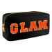 Nylon Waterproof Glam Makeup Bag-Women Chenille Letter Portable Travel Organizer Pouches for Toiletries and Valentines Day Gift Cosmetics Storage Bag with Patches (Black-Glam)