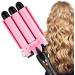 3 barrels of wavel iron 25mm curling iron 3 rods with adjustable temperature well iron fast heating large shaft for long/short hair hair styling tool pink