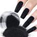 Black dust sugar nail glitter powder - glitter for nails shimmering sugar effect diamond dust sand shiny sugar effect glitter powder superfine French Candy coat nails manicure diy crafts black