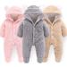 Newborn Baby Cartoon Bear Snowsuit | Winter Fleece Hooded Romper 6-9 Months White - Buy Online on GoSupps.com