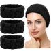 3 pieces spa face headband for make -up and face washing ferry hair band for yoga sport shower elastic face head wrap for girls women (black)