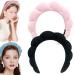 XSHYE Spa Headband for Women Girls Makeup Headband Sponge Terry Towel Cloth Fabric Headband for Washing Face Skincare Shower Hair Accessory (2 Pack - Pink+Black)