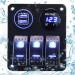 3 Gang Waterproof Marine Boat Rocker Switch Panel with LED Display Voltmeter & Dual USB Slot - 12V/24V - Buy Online on GoSupps.com
