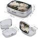 White Peony Print Pill Box - Decorative 2 Compartment Portable Medicine Organizer for Travel | Stylish Metal Pill Case - Buy Online on GoSupps.com