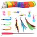 Fippy 14 pieces of cat toys set with tunnels interactive cat toys with balls feather toys plush toys variety cat toys for kitty cats