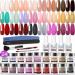 REDNEE 33 Pcs Quick Dry Dip Powder Nail Kit Starter 24 Colors Dipping Powder Set Nude Pink Purple Red Glitter New Advanced Formula Gift Set RE14