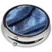 Gradient Blue Denim Mini Round Pill Box | 3 Compartment Travel Organizer | Portable Medicine Case for Home & Office - Buy Online on GoSupps.com