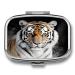 Pill Box Tiger Print 2 Compartment Medicine Pill Case Pill Organizer Decorative Metal Portable Pill Box for Pocket Or Purse Style