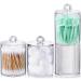 Aozita Qtip Holder Set - Clear Plastic Storage for Cotton Balls Swabs Pads & Dental Floss - 4 Pack 10oz Organizers for Bathroom & Makeup - Buy Online on GoSupps.com