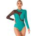 Freebily Women's Sheer Mesh Long Sleeve Sequined Mock Neck Bodysuit Green X-Large - Buy Online on GoSupps.com