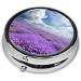 Shop Lavender Flower Round Pill Box | 3 Compartment Travel Organizer for Vitamins & Medicines - Stylish Mini Pocket Purse - Buy Online on GoSupps.com