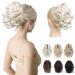 REECHO 9" Short Ponytail Extension Classic Loose Curly Wavy Claw Clip Pony tails Hair Extensions HP001 Hairpieces for Women - Platinum Blonde