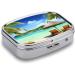 Pill Box Tropical Holidays Print | 2 Compartment Medicine Organizer | Decorative Metal Portable Pill Case for Pocket & Purse - Buy Online on GoSupps.com
