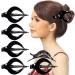 RC ROCHE ORNAMENT 6 Pcs Womens Hollow Vintage Elegant Curved Chic Premium Plastic Hair Firm Grip Non Slip Side Slide Fashion Accessory Clamp Clutcher Clip Large Black Large (Pack of 6) Black