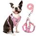 Rennaio dog harness No Pull adjustable puppy dishes with 2 linen clips ultra breathable padded chest harness and leash set for small and medium-sized dogs (pink m) pink M