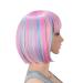 SWACC Short Straight Bob Wig with Bangs - Colorful Synthetic Cosplay Wig for Women & Kids, Ideal for Daily Party Fun! (Pink Blue Blonde Multi-Colored) + Wig Cap - Buy Online on GoSupps.com