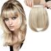 SEGO Clip in Pony Hairpiece Extensions Fringe Bangs One Piece In Front Hair Extension like Real Hair Sandy Blonde & Bleach Blonde-1