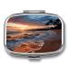 Pill Box Beach Maui Hawaii Sunset Sea Waves Clouds Print 2 Compartment Medicine Pill Case Pill Organizer Decorative Metal Portable Pill Box for Pocket Or Purse Style