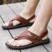 Men's Orthopedic Summer Flat Beach Slippers - Breathable PU, Toe Separate Design, Brown, Size 6.5 - Buy Online on GoSupps.com