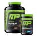 Muscle Pharm Combat 4lb Chocolate Protein and MusclePharm Assault Blue Raspberry Pre-Workout