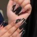 IMSOHOT Long Black French Press-On Nails 24 Pcs Glossy Acrylic with 3D Flower Charms & Rhinestones | Full Cover False Nail Tips for Women - Buy Online on GoSupps.com