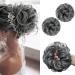 SARLA 2PCS Grey Scrunchies Hair Bun Extensions Wavy Curly Synthetic Messy Bun Hair Piece for Women Girls 2PCS-Dark Grey