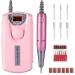 Rechargeable 30000 RPM Nail Drill  Portable Electric Nail Drill Professional Efile Nail Drill Kit for Acrylic  for Salon Use or Home DIY with 6 Pcs Nail Drill Bits (Pink)