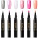 6 Pieces Nail Polish Pen 5 ml One Step Nail Gel Pen Soak Off UV LED Nail Varnish Nail Design Tools  No Base and Top Coat Needed for Women Girls (Elegant Light Color)