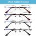 4 Pack Blue Light Blocking Reading Glasses for Men | Half Rim Metal Readers with Spring Hinge | Computer Eyeglasses in Black Gray Brown Gold - 2.0x - Buy Online on GoSupps.com
