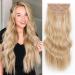 Sué Exquisite 4PCS Clip in Long Soft Glam Waves Thick Hairpieces 20 inches Blonde Highlighted Golden Blonde Hair Extensions Synthetic Fiber Double Weft Hair for Women Full Head 20 Inch Light Blonde Highlighted Golden Blonde