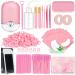 Eyelash Extension Supplies Lash Extension Kit for Beginner USB Lash Fan 0.07D Curl Mix 7-15mm Lash Silicone Pad Tweezers Under Eye Gel Pad Micro Brush Wash Bottle Mascara Brush Glue Ring (Pink)