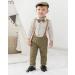 Baby Boy Gentleman Suit Set | Formal Tuxedo Romper with Suspender Pants & Beret Hat | 12-18 Months Green - Buy Online on GoSupps.com