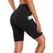 Oalka Women's High Waist Yoga Shorts with Side Pockets - Black Large - Buy Online on GoSupps.com