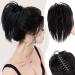 PORSMEER Claw Clip in Ponytail Hair Extensions Messy Bun Chignon Hair Piece Natural Straight Extensions for Women Girls Tousled Updo Short Ponytail Bun Darkest Brown 10 inch Dark brown