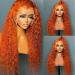 Brennas Ginger Orange Deep Wavy Lace Front Wig - 14 Inch Curly Brazilian Virgin Human Hair T-Part Transparent Glueless Wig - Buy Online on GoSupps.com