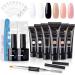 GELLEN Poly Nail Gel Kit Nail Extension Set - With 6 Colors Classic Clear White & Black Nudes Manicure Tools Gel Acrylic Nail Kit Trial Technician Starter All-in-One Gift for Women Classic White&Black Nudes