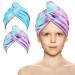 Uraqt Haarurban towel 2 pieces of microfiber turban towels quick -drying towel ladies hair turban twisted with button for women girls all hair types (pink+blue)